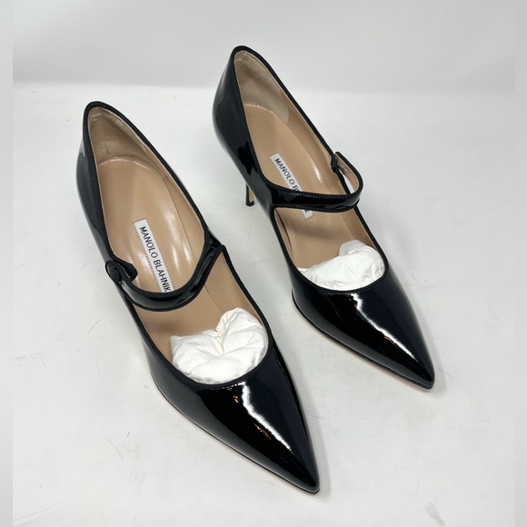 NIB Manolo Blahnik Campari Mary Jane Stiletto Heel Patent Leather Black size 41 - Picture 1 of 9